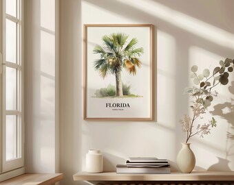 Sabal Palm Tree Art Print: Florida State Symbol Wall Decor - Etsy