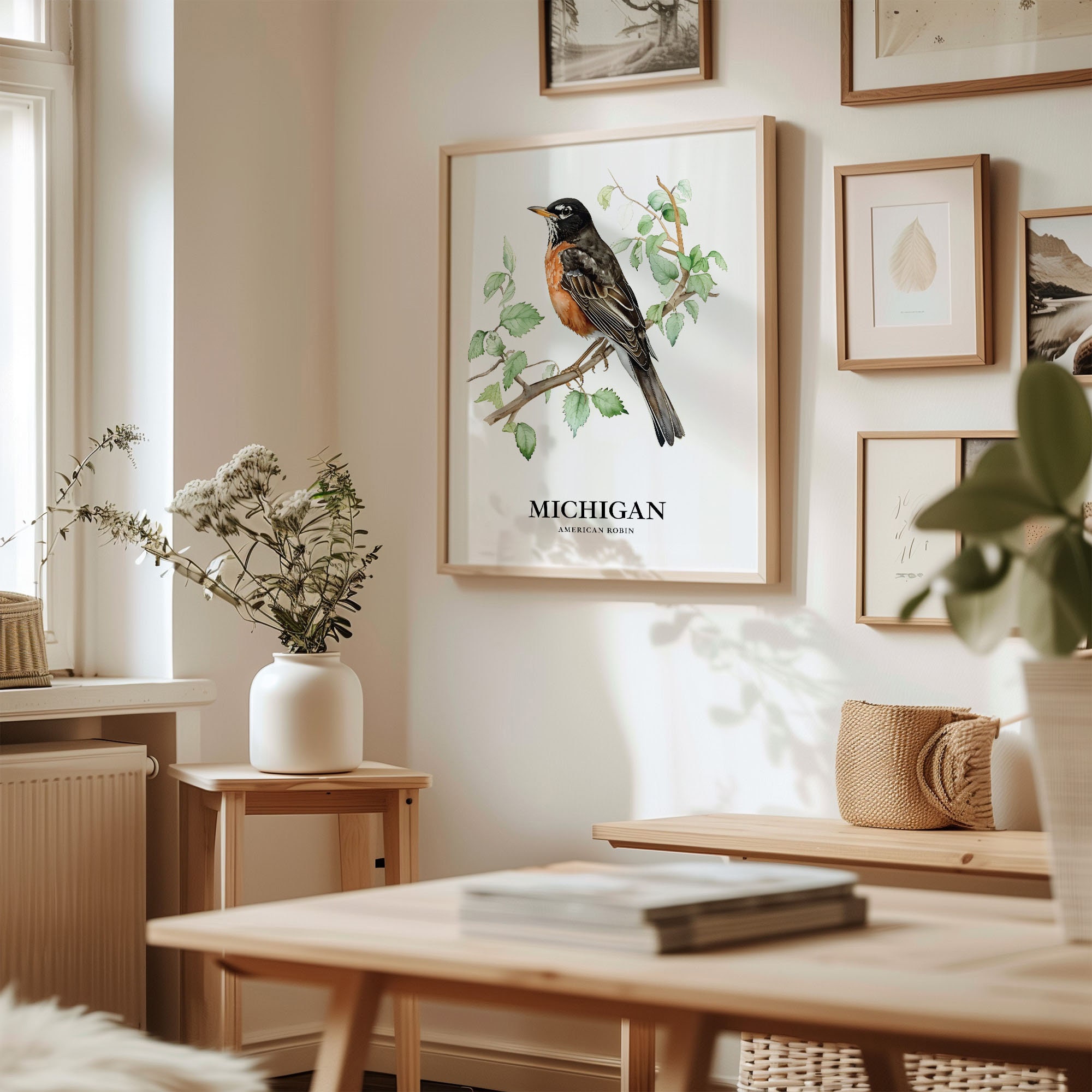 Michigan State Bird Art Print: Eastern Bluebird & Apple Blossom - Etsy