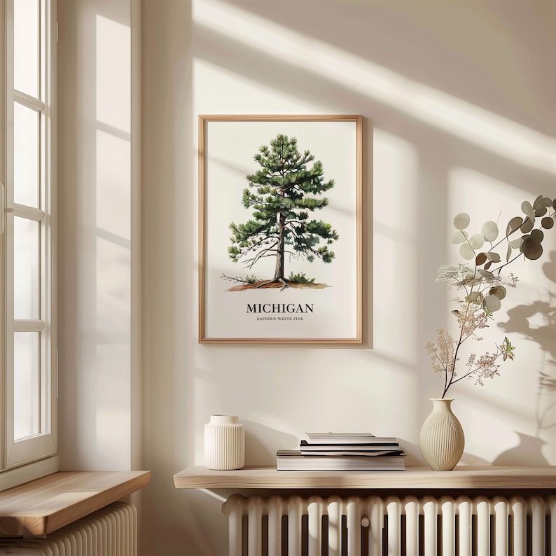 Eastern White Pine Tree Art Print: Michigan State Tree Symbol immagine 2