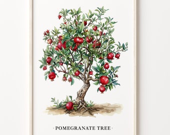 Pomegranate Tree Art Print: Botanical Kitchen Decor