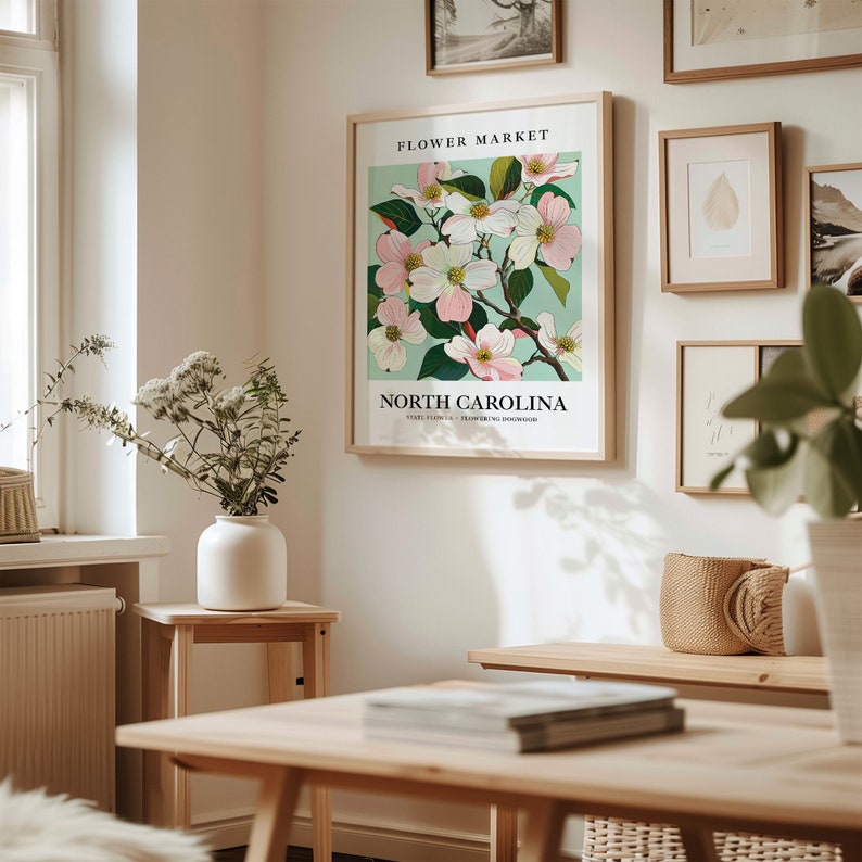 Flowering Dogwood Art Print: North Carolina State Flower, Pastel Botanical Wall Art image 3
