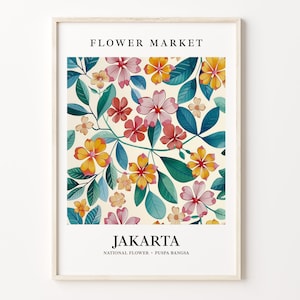 Jakarta Flower Market Art Print, Indonesia Wall Art Poster, Botanical Decor, Southeast Asia Travel Gift, C31-569