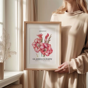 August Flower Art Print: 1960s Gladiolus & Poppy Poster image 4