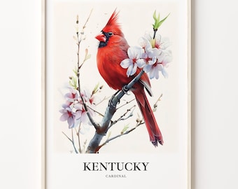 Kentucky Cardinal Art Print: State Bird & Flower Wall Art