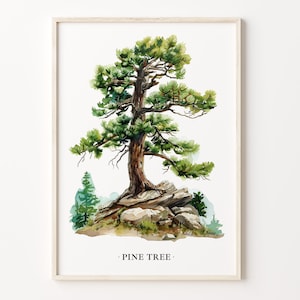 Pine Tree Art Print: Watercolor Forest Nature Poster