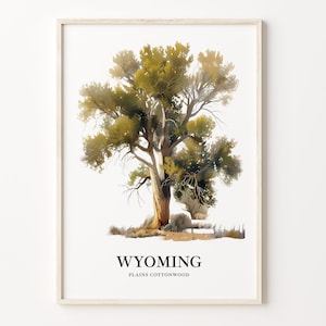 Wyoming State Tree Wall Art, Plains Cottonwood Art Print, State Tree Symbol Artwork, Wyoming Home Decor, C31-42