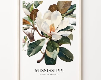 Southern Magnolia Art Print: Mississippi State Tree Wall Decor