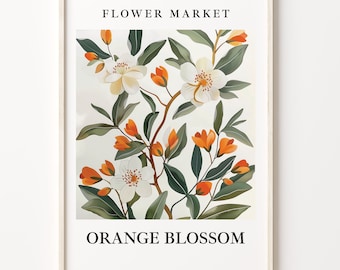 Orange Blossom Wall Art, Flower Market Art Print, Botanical Pastel Artwork, Orange Blossom Artwork for Home Decor, C31-343