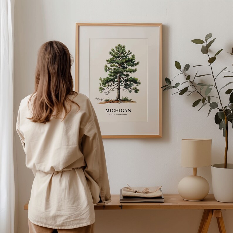 Eastern White Pine Tree Art Print: Michigan State Tree Symbol immagine 6