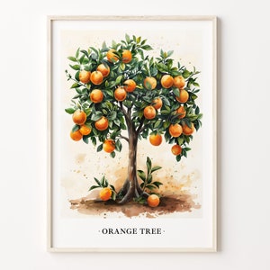 Orange Tree Art Print: Botanical Kitchen Wall Decor
