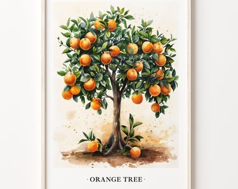 Orange Tree Art Print: Botanical Kitchen Wall Decor