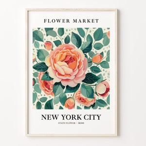 NYC Flower Market Art Print: Botanical Rose Pastel Artwork