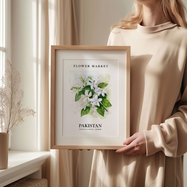Jasmine Flower Art Print: Pakistan National Flower, Botanical Pastel - Etsy