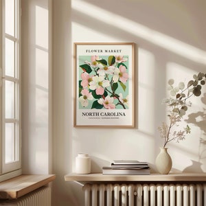 Flowering Dogwood Art Print: North Carolina State Flower, Pastel Botanical Wall Art image 2
