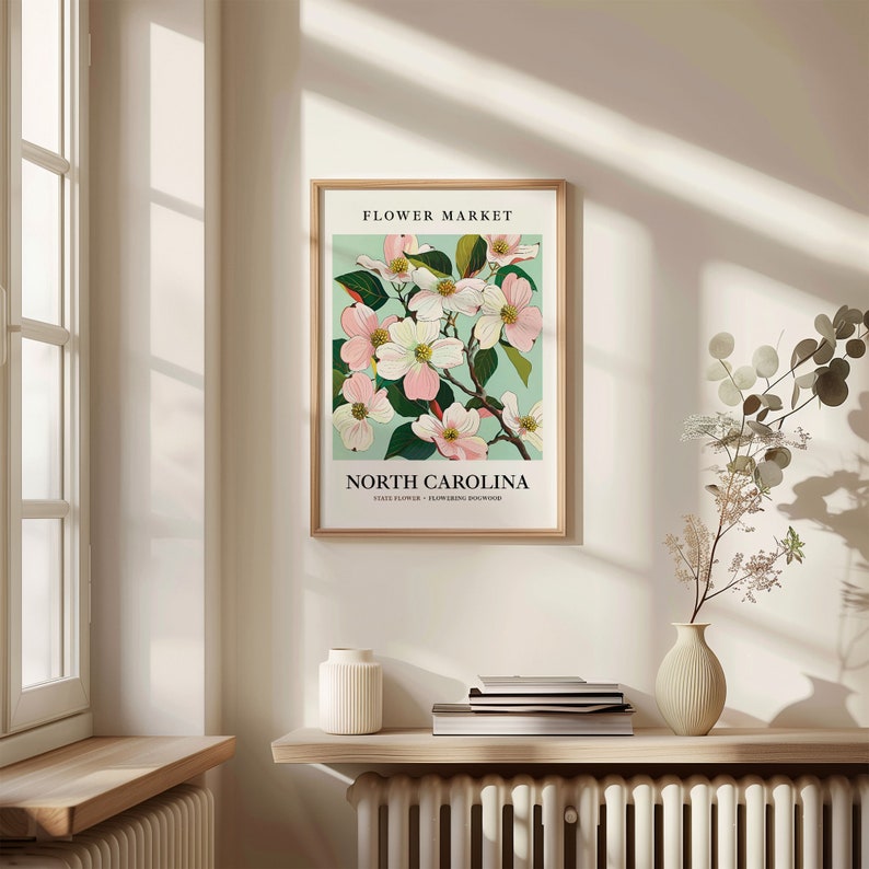 Flowering Dogwood Art Print: North Carolina State Flower, Pastel Botanical Wall Art image 2