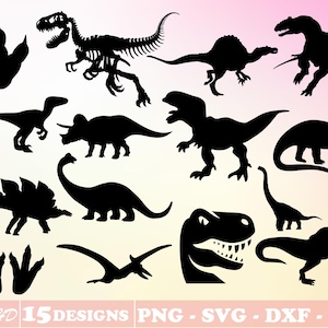 15+ Dinosaur Svg Bundle Layered Item, Dino Clipart, Silhouette, Digital Cricut Vector Cut File, Svg, Png, Dxf, Eps Files