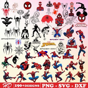 550+ bestanden Spiderman-bundel gelaagd item, Spider Man-clipartbestand, +190 unieke ontwerpen