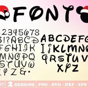 2 Type Mickey Font TIF Svg Bundle Layered Item, Clipart, Digital Cricut Vector Cut File, Svg, Png, Dxf, Eps Files