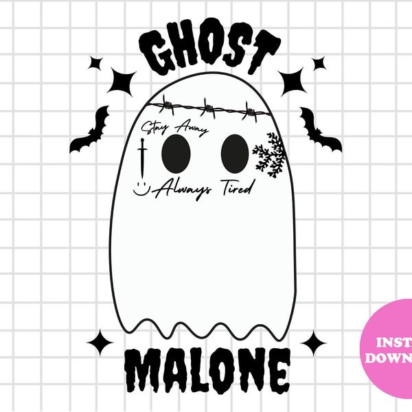 Ghost Malone SVG, Cute Halloween Ghost Clipart, Cricut Cut File (Digital Download)