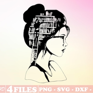 Just a Girl Who Love Books Svg Element warstwowy, Just A Girl Who Loves Book Clipart, Reading Cricut, Cyfrowe pliki wektorowe do cięcia, Svg, PNG, DXF