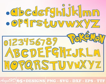 Tecknat teckensnitt alfabet, siffror SVG, Cricut Cut-fil (digital nedladdning)