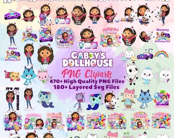 Gabbys Dollhouse Clipart Png Bundle, 180+ Layered Svg, Digital Gabby Clip Art, Gabby&#39;s Dollhouse 470+ Files INSTANT DOWNLOAD