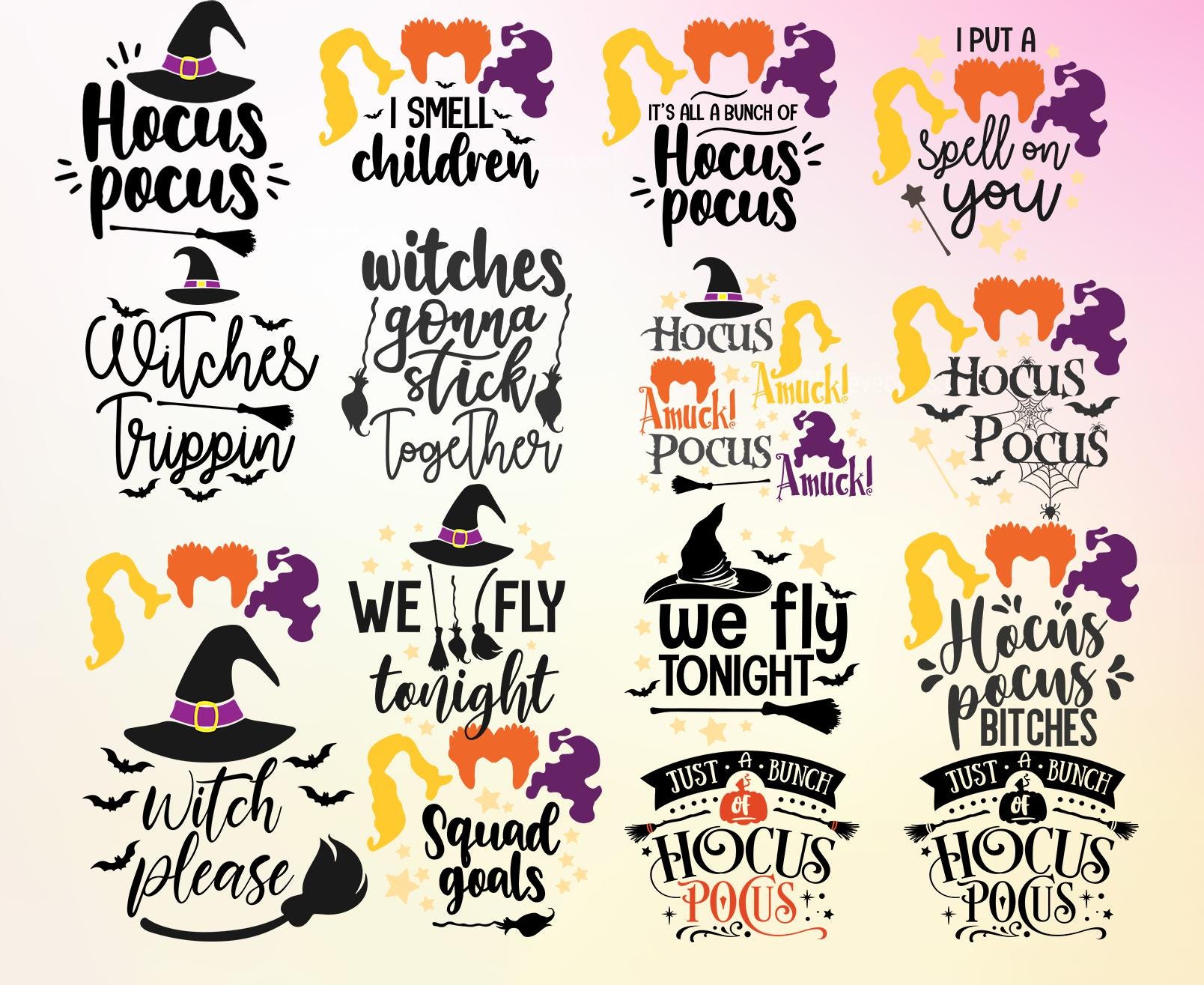 Hocus Pocus SVG Bundle, Layered Clipart, Cricut Cut Files (digital ...