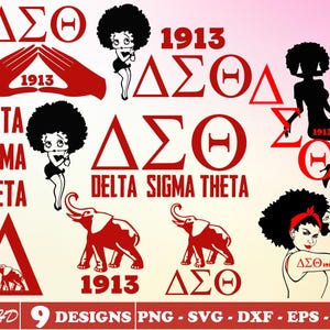 9 Design Delta Sigma Theta Svg Bundle Layered Item, Clipart, Digital Cricut Vector Cut File, Svg, Png, Dxf, Eps Files