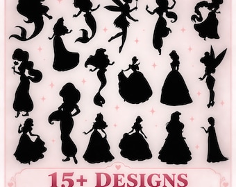 15+ Princess Silhouette Svg Bundle Layered Item, Clipart, Cricut, Digital Vector Cut File
