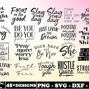 45+ Inspirational Quotes Svg Bundle Layered Item, Positive Quote Work Hard Clipart, Motivational Cricut, Positivity Digital Vector Cut Files