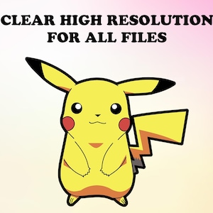 May include: A cartoon illustration of a yellow Pikachu, a popular character from the Pokemon franchise. Pikachu has a red cheek, black eyes, and a black lightning bolt tail.