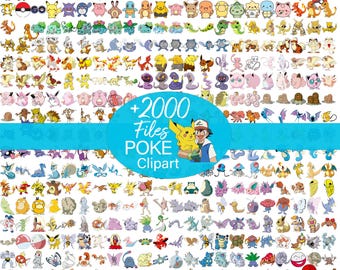 Poke SVG Clipart Bundle, Cricut Cut Files, Font Files (Instant Download)