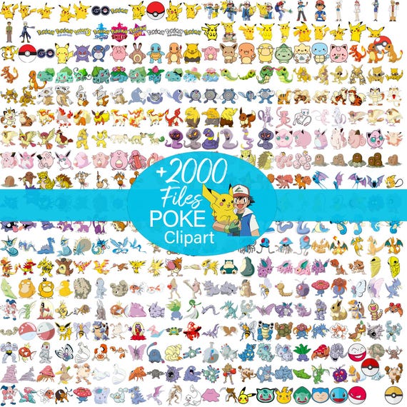Poke SVG Clipart Bundle, Cricut Cut Files, Font Files (Instant Download)