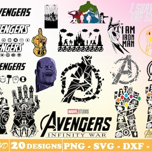 20 Designs Avengers Svg Layered Item, Avenger Infinity Gaunlet Symbols Clipart, Cricut, Digital Vector Cut File