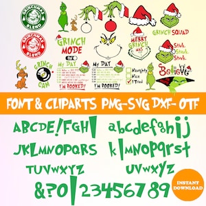 Plus de 80 modèles, les fichiers OTF Grlnch police Svg, lettres de l'alphabet et chiffres Dxf Eps Png OTF Clipart, vecteur, fichier de coupe Cricut