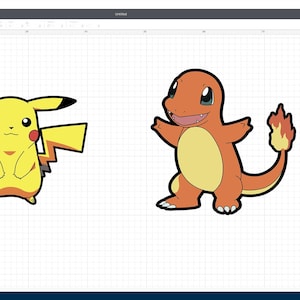 May include: An illustration of Pikachu, a yellow Pokemon character, and Charmander, an orange Pokemon character.