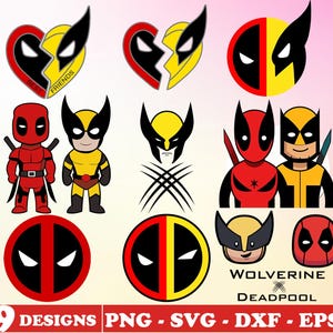 Deadpool And Wolverine Svg Bundle Layered Item, Clipart, Cricut, Digital Vector Cut File, Superhero Clip Art Files