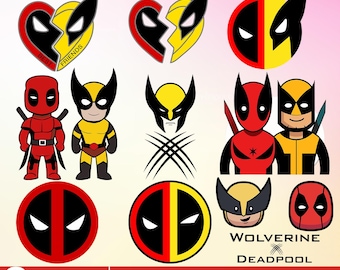 Deadpool en Wolverine Svg-bundel, Clipart, Cricut (digitaal bestand)