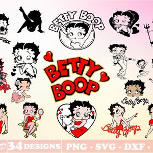 30+  Betty Boop Svg Bundle Layered Item, Betty Boop Png, Dxf, Eps Clipart, Cricut Vector Cut File