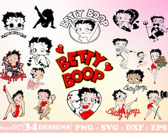 30+  Betty Boop Svg Bundle Layered Item, Betty Boop Png, Dxf, Eps Clipart, Cricut Vector Cut File