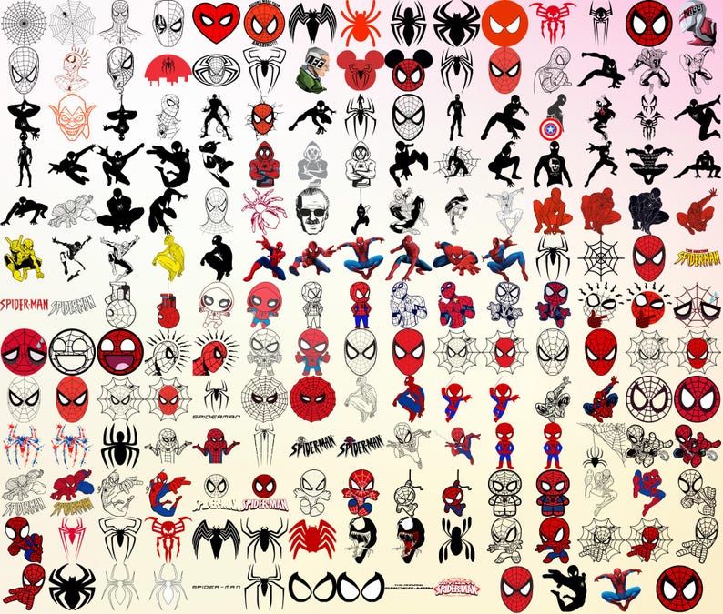 2500+ bestanden Spiderman-bundel gelaagd item, Spiderman-lettertype, Spider Man-clipartbestand, +190 unieke ontwerpen afbeelding 3