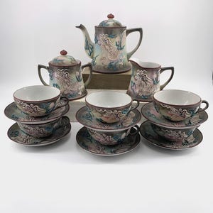 Late 19th-Mid 20th Century Moriage Dragonware Tea Set