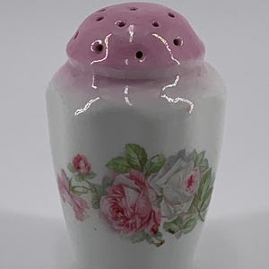 Vtg German V Sugar Shaker w/Handpainted Pink & White Roses