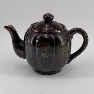 Vtg 1940s Japanese Moriage Redware Teapot