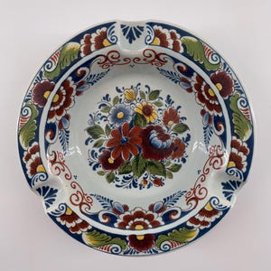 Vintage Hand Painted Delftware Ceramic Ashtray Mid-Century 6x1.5