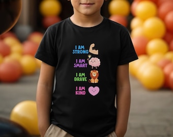 T-shirt met affirmaties voor kinderen, T-shirt met affirmaties voor peuters, T-shirt met positieve peuters, I'm Smart-T-shirt, I'm Smart-T-shirt, T-shirt Self Love