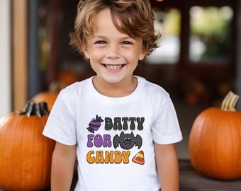 Batty For Candy Tshirt, kids Halloween Tshirt, Toddler Halloween Tshirt, Bat Spooky Tshirt, Trick or Treat kids shirt, Little Boy Halloween