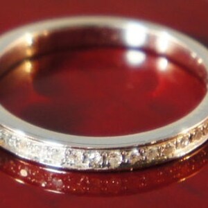 Beautiful 14k White Gold BAND with Diamonds - Size 10