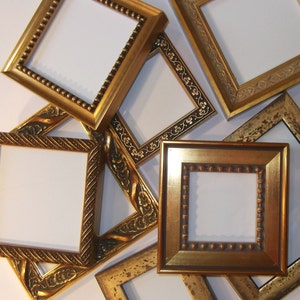 Lot of 10 Small Gold Picture Frames with EASELS 5 x 5 image 5