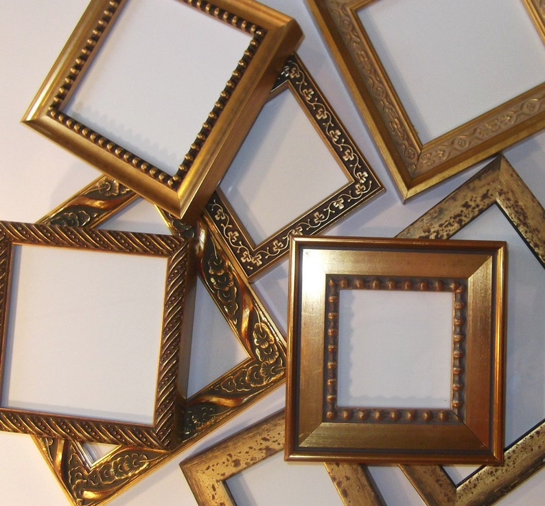 Lot of 10 Small Gold Picture Frames with EASELS 5 x 5 image 5